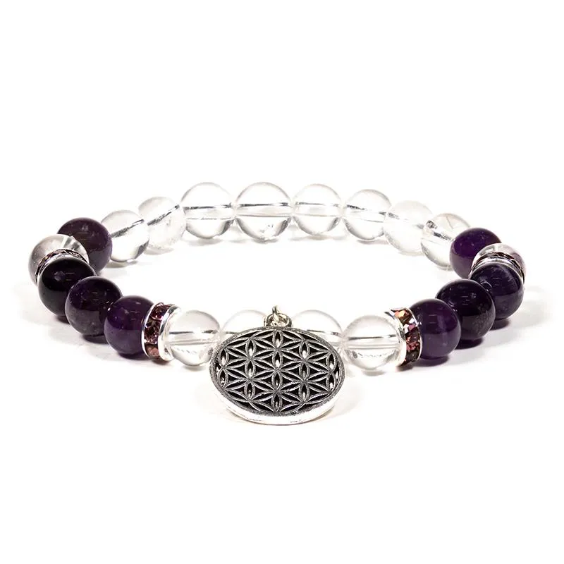 Armbånd Ametyst/Bergkrystall