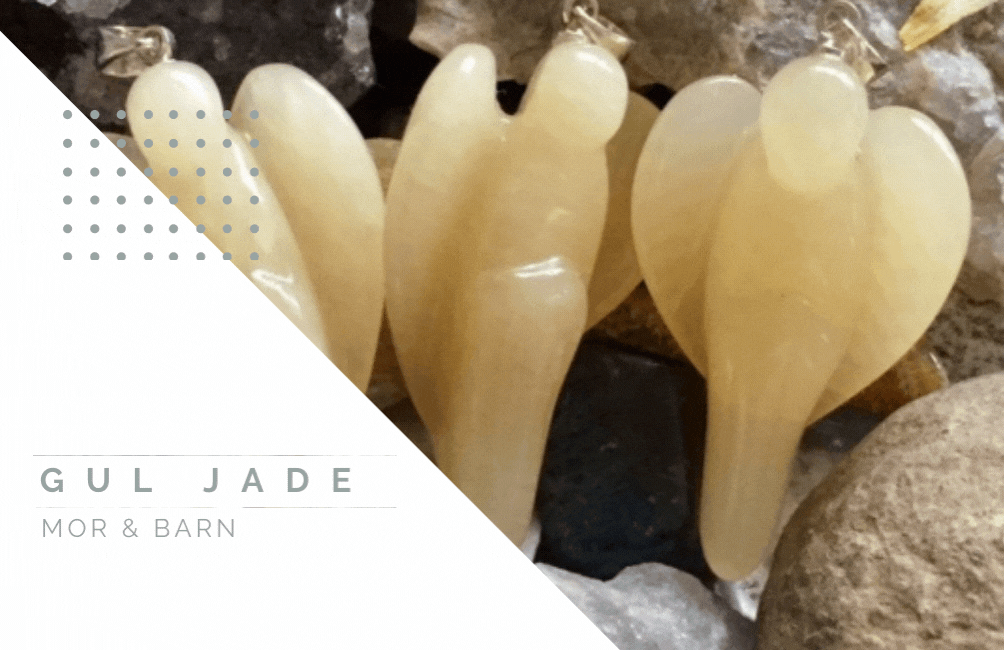 Engelsmykke i Gul Jade 4cm