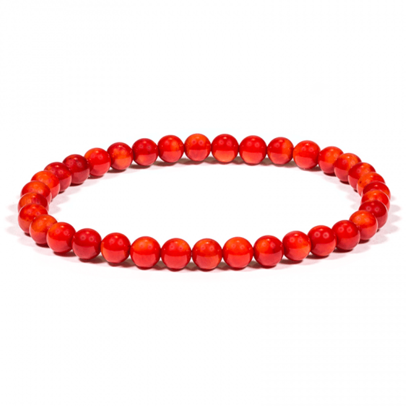 Armbånd Rød Korall Farget 5mm