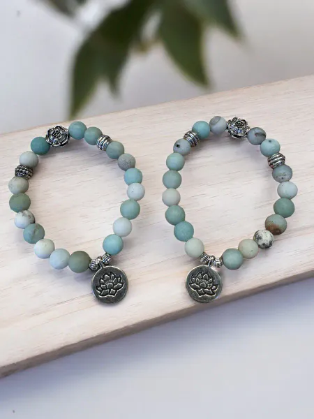 Hovedbilde Amasonitt 8mm Armbånd Lotus ...