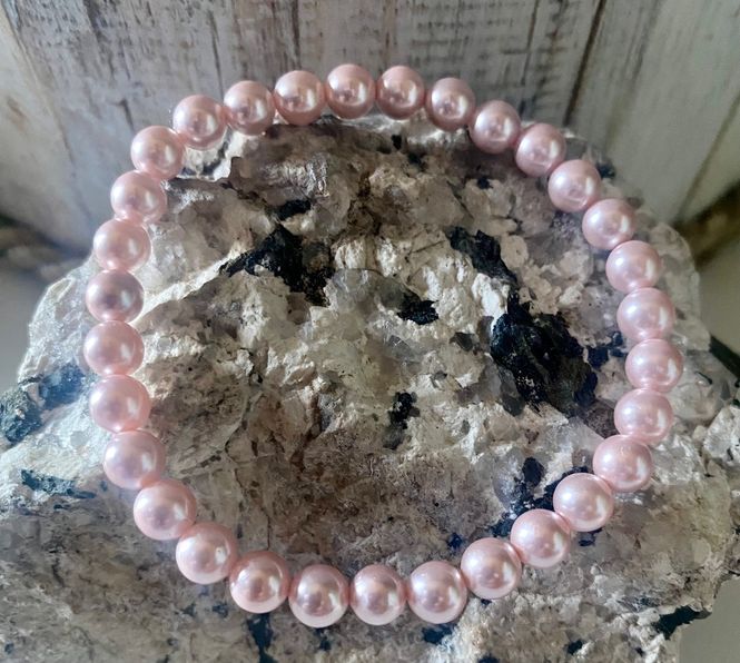 Hovedbilde Armbånd Rosa Perler 6mm