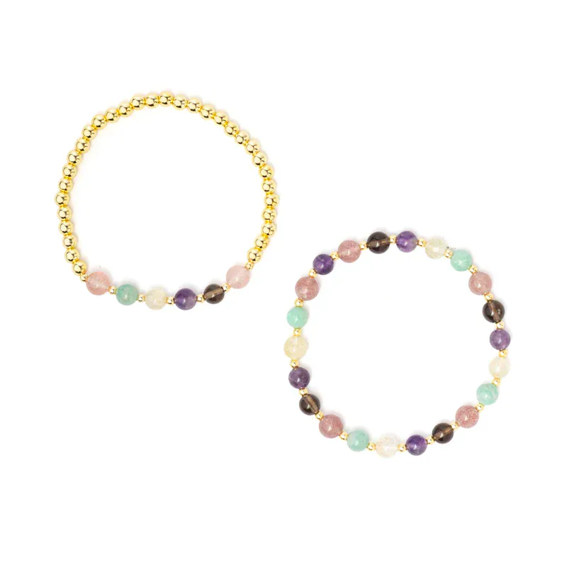 2stk Armbånd Hematitt & Mix Gemstones