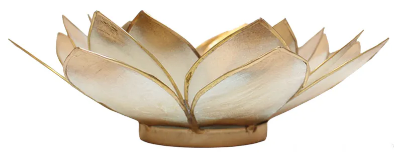 Lotus Telys Stor Chakra 7 Hvit-Gull