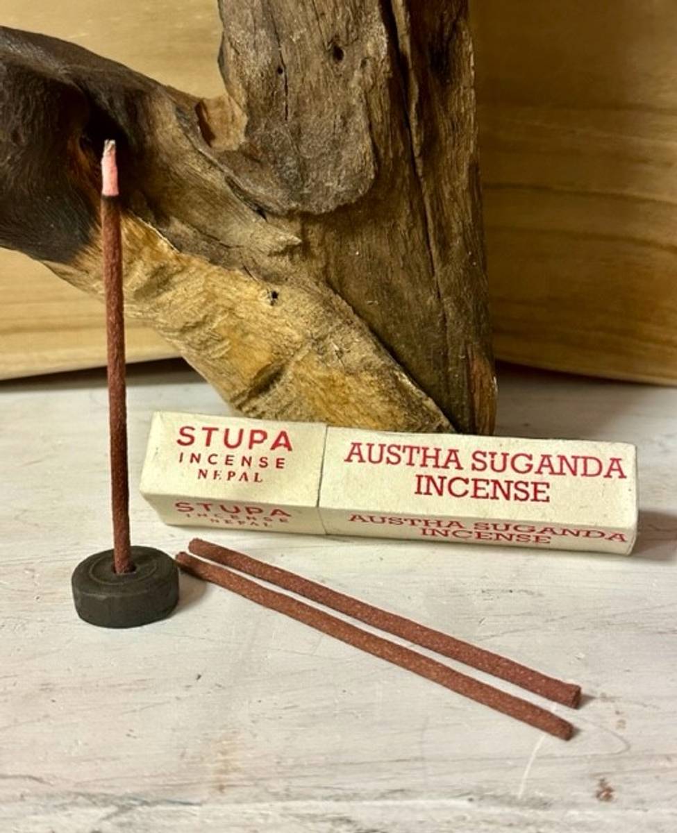 Tibetansk Stupa Austha Suganda Røkelse Valerian Papirboks